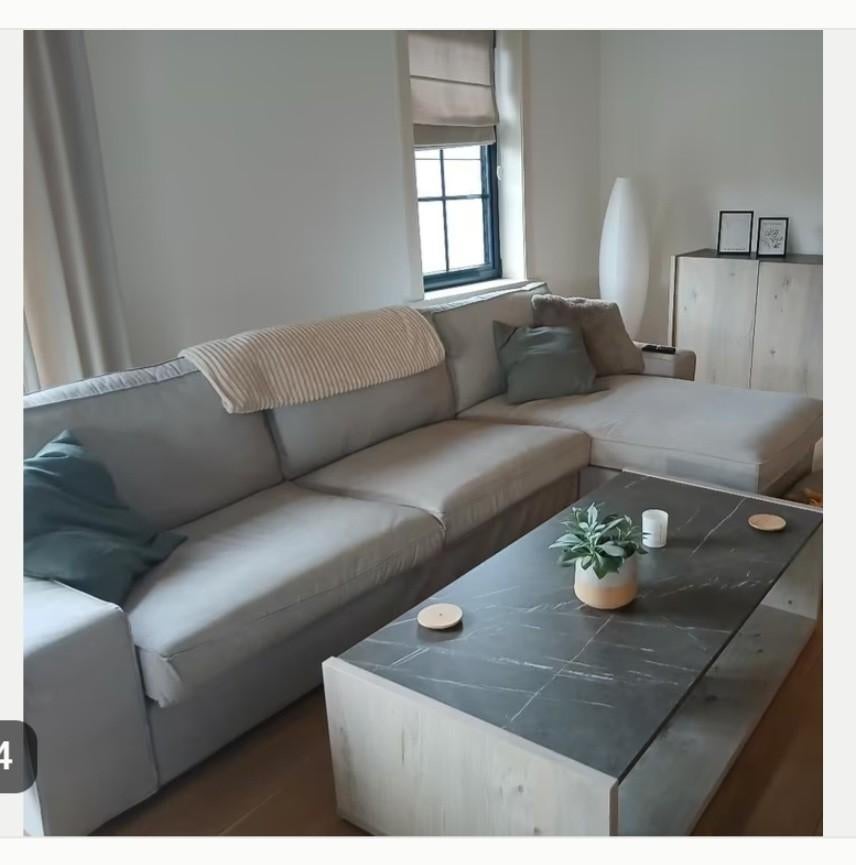 Mooie driezit met chaise longue lichtgrijs kivik ikea, Ophalen, 250 tot 300 cm, Gebruikt, Minder dan 75 cm