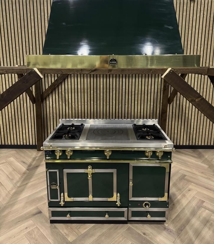 Prachtige La Cornue Groen/Messing 120cm GAS + Afzuigkap, Elektronische apparatuur, Fornuizen, Gas, Grill, Ophalen of Verzenden