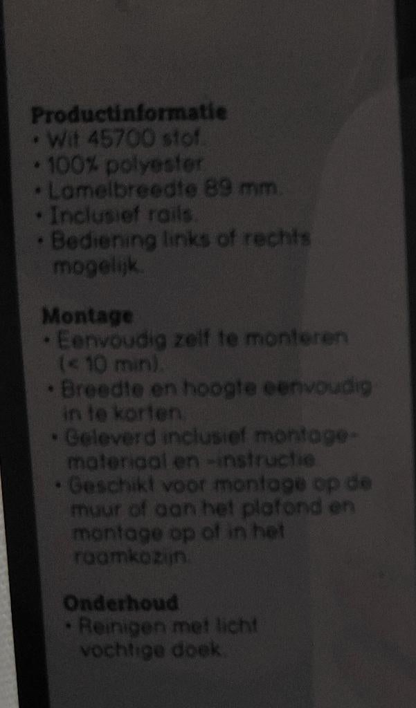 Nieuwe stoffen lamellen 150×180 cm, Huis en Inrichting, Stoffering | Gordijnen en Lamellen, Ophalen, Nieuw, Wit