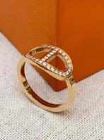 magnifique nouvelle bague Hermès Contour pavé chaine d'ancre, Neuf, 18 à 19, Or, Or