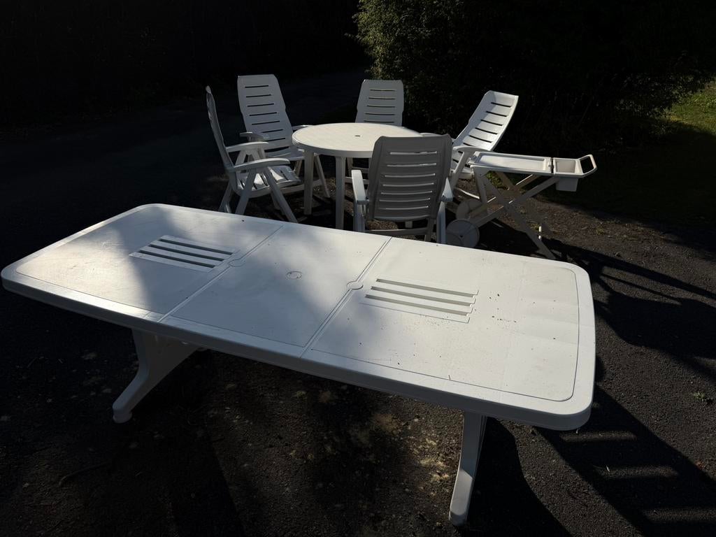Plastieken  tuinset, Jardin & Terrasse, Tables de jardin, Enlèvement, Utilisé, Rectangulaire, Plastique