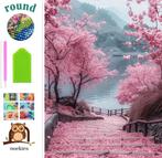 nr 239 Diamond Painting roze bos meer 40x30cm (rond), Hobby en Vrije tijd, Knutselen, Roze, Verzenden, Nieuw, Overige materialen