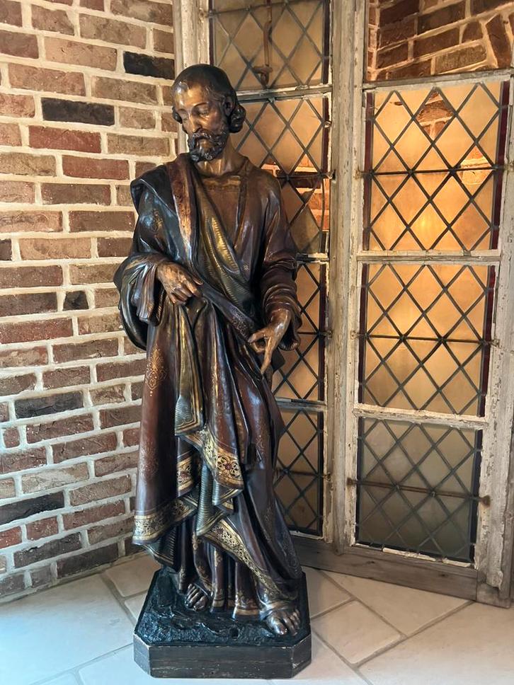 Groot antiek Kerkbeeld / Heiligenbeeld, Verzamelen, Religie, Gebruikt, Ophalen