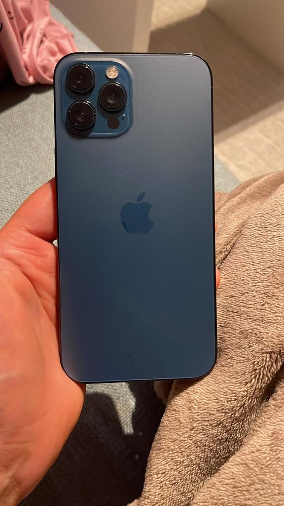 Iphone 12 pro max 91%  met doos en factuur, Telecommunicatie, Ophalen, 128 GB, Blauw, IPhone 12 Pro Max