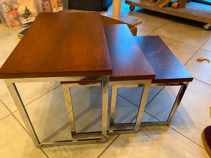 3 tables d'appoint design art déco des années 60 et 70, Maison & Meubles, Tables | Tables d'appoint, Utilisé, Rectangulaire, Bois