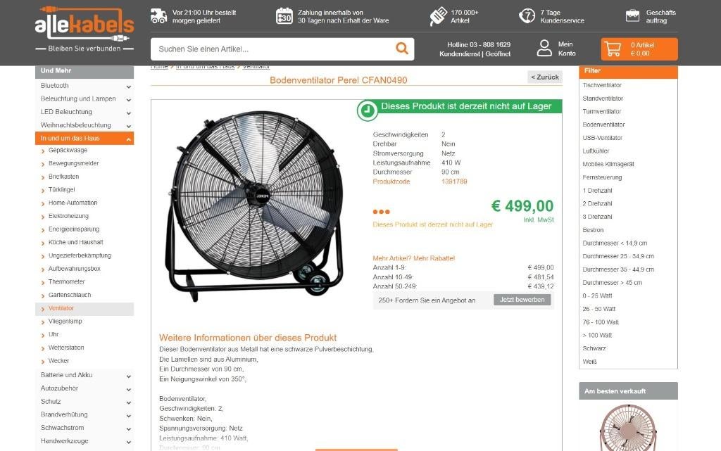 Vloerventilator, Electroménager, Ventilateurs, Enlèvement ou Envoi, Comme neuf, Ventilateur de sol