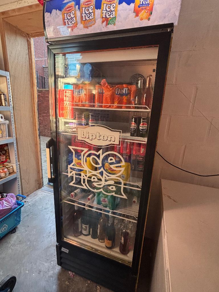 Réfrigérateur à thé glacé avec porte vitrée et lumières, 160 cm ou plus, Sans bac à congélation, Enlèvement, Utilisé