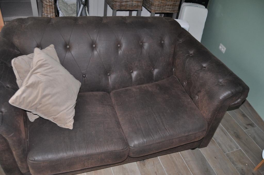 2-ZIT ZETEL Lederlook, Ophalen, Zo goed als nieuw, Tweepersoons, Rechte bank