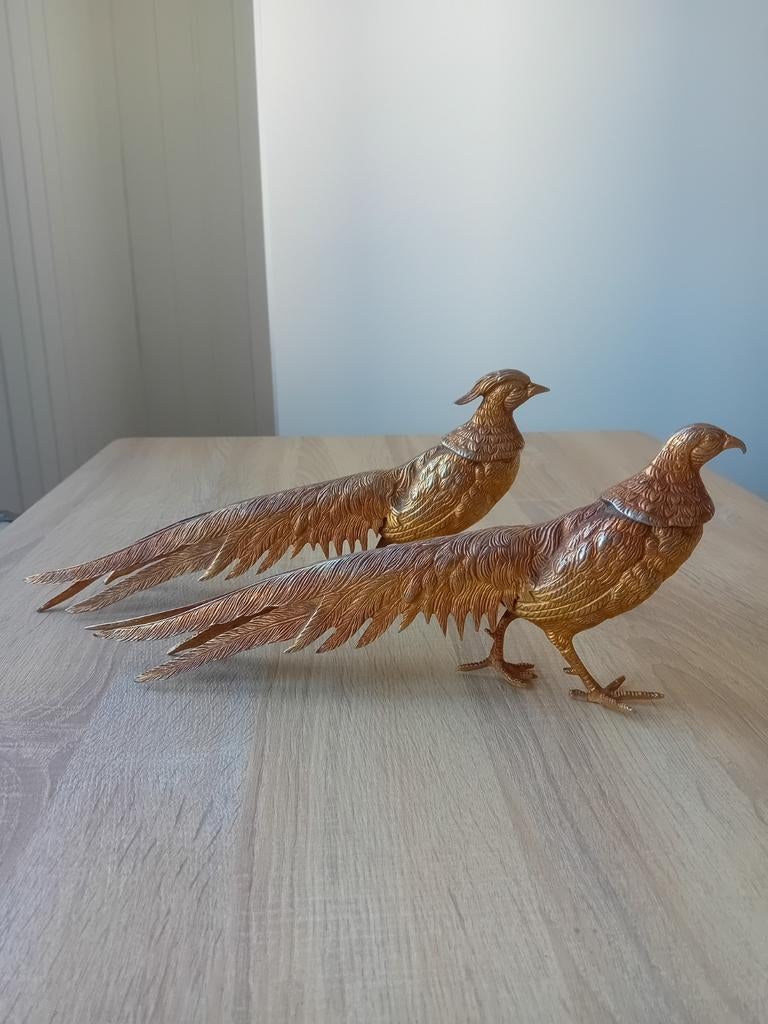 Koppel fazanten in metaal, Ophalen of Verzenden