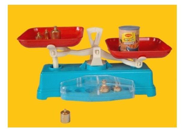 Plastic weegschaal⚖️ Co-Ma Italië ~ jaren '90, Antiek en Kunst, Antiek | Speelgoed, Ophalen of Verzenden