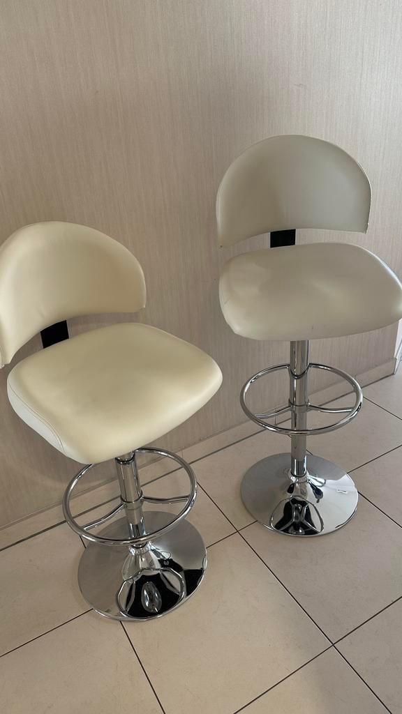 In hoogte verstelbare stoelen, Ophalen, Twee, Wit, Leer