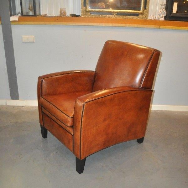 Strakke schapenlederen fauteuil Lounge Atelier, Antiek en Kunst, Ophalen