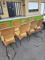Lot van 8 gevlochten rieten stoelen, in prima staat, Ophalen, Gebruikt, Overige kleuren, Metaal