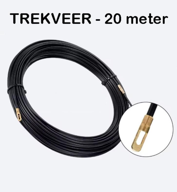 Trekveer 20meter Kabeltrekker Veerband Nylon Bedrading Zwart, Doe-het-zelf en Bouw, Elektriciteit en Kabels, Nieuw, Ophalen of Verzenden