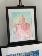 schilderij aquarel roze architectuur, Ophalen of Verzenden
