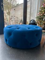 grote ronde velvet poef - blauw, Ophalen, Gebruikt