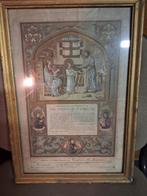 2 oude kaders met religieuze beelden in., Ophalen of Verzenden