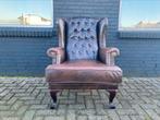 Stoere Chesterfield zetel bruin gevlamd, Enlèvement ou Envoi