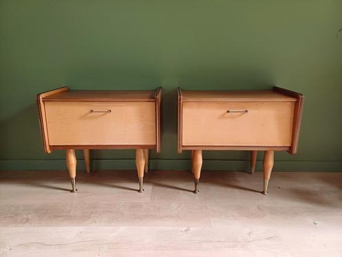 Vintage nachtkastjes, Huis en Inrichting, Slaapkamer | Nachtkastjes, Hout, Ophalen