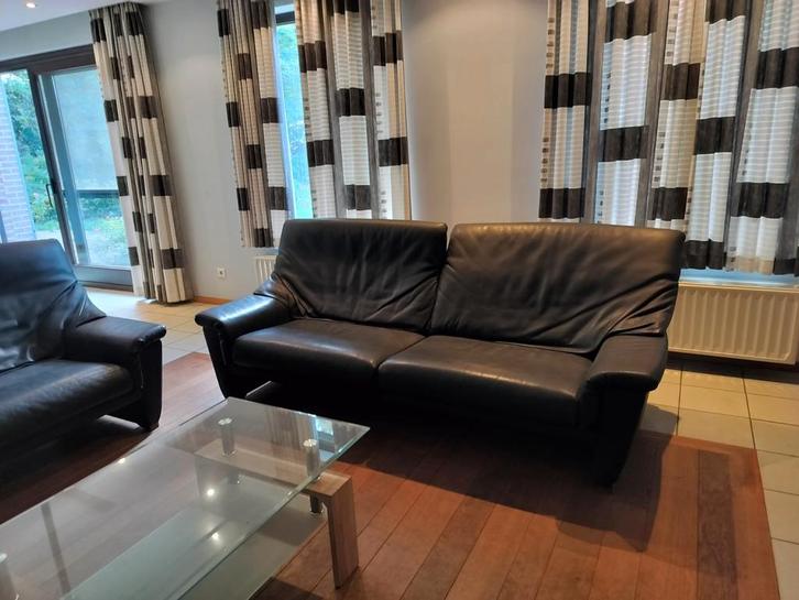 Salon in leder, 2&3 zit, merk Jori, Huis en Inrichting, Zetels | Complete zithoeken, Gebruikt, Leer, Ophalen