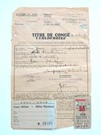 April 1940 Verlofdocument BELGISCHE LEGER 6 REG ARTILLERIE, Verzamelen, Ophalen of Verzenden, Overige soorten