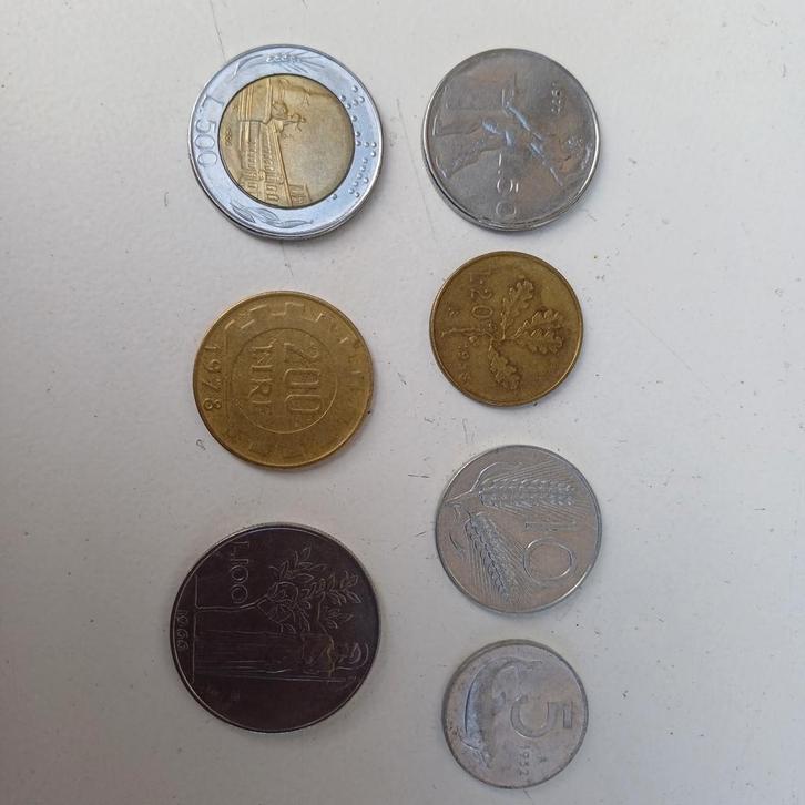 7 munten Italië  vanaf 1952, Postzegels en Munten, Munten | Europa | Euromunten, België, Ophalen of Verzenden