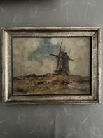 Olieverfschilderij 'landschap met molen', Ophalen of Verzenden