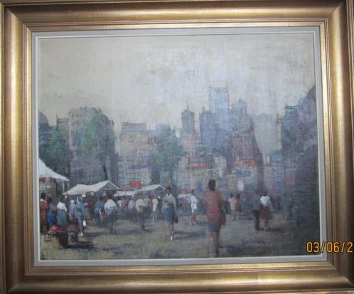 "Naar de markt" - Jan Van Campenhout, Antiek en Kunst, Kunst | Schilderijen | Klassiek, Ophalen