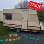 Caravan 750kg rijbewijs B Top okkasie camping voortent 4 slp, Ophalen of Verzenden