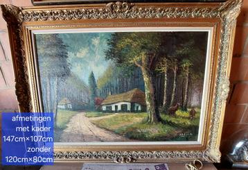 Groot schilderij boslandschap – gesigneerd V.D. Bulek beschikbaar voor biedingen