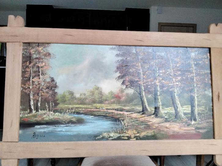Schilderij landschap Rogiers, Antiek en Kunst, Kunst | Schilderijen | Klassiek, Ophalen of Verzenden