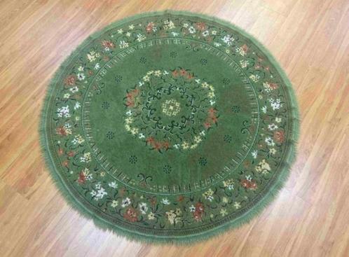 Prachtig groen rond vloerkleed tapijt 132 cm rond, Verzamelen, Retro, Audio en Video, Ophalen of Verzenden