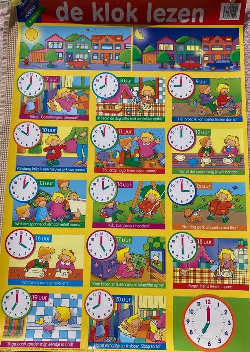 Deltas educatieve posters de klok leren lezen Nederlands, Kinderen en Baby's, Speelgoed | Educatief en Creatief, Nieuw, Taal en Lezen