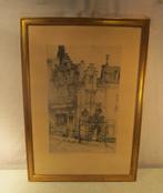 Mooi Oude Ets 'Estrille Bruxelles' - Naeyaert - 61x43, Antiek en Kunst, Kunst | Etsen en Gravures, Ophalen of Verzenden