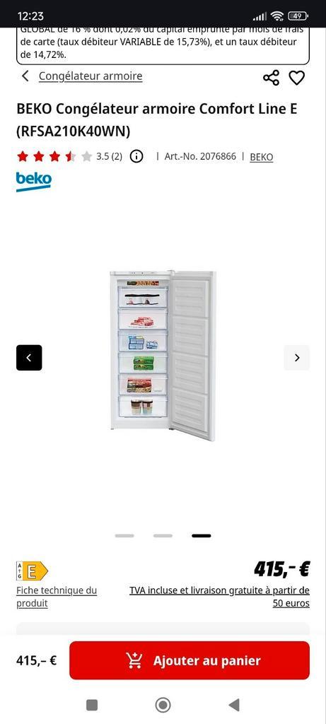Beko 168l diepvriezer met 6 laden, als nieuw., Elektronische apparatuur, Vriezers en Diepvrieskisten, Zo goed als nieuw, Vrieskast