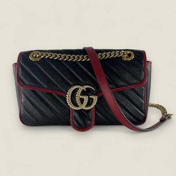 Gucci GG Marmont schoudertas zwart met rood  beschikbaar voor biedingen
