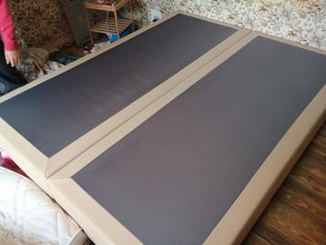 Boxspring 160x200 - (2 x 80x200) -  Beige Kunstleder - Goede beschikbaar voor biedingen