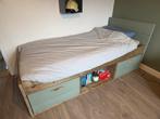 Steigerhouten bed (200x90), Ophalen, Zo goed als nieuw, Lattenbodem