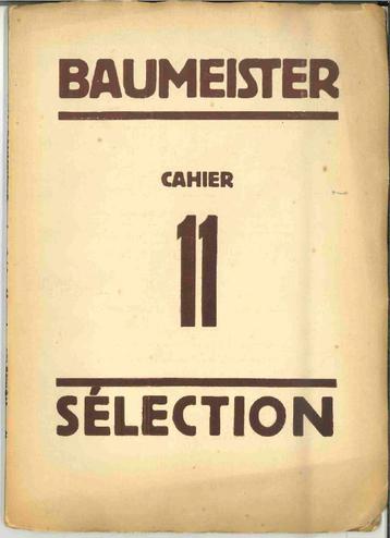 Edition Sélection, cahier 11, Anvers, 1931: Baumeister beschikbaar voor biedingen
