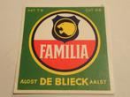 oud etiket Familia Aalst De Blieck, Ophalen of Verzenden, Zo goed als nieuw, Overige typen