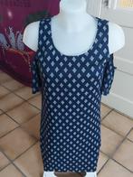 ZOMERJURK MET PATROON - BLOTE ARMEN - KORTE MOUWEN, Kleding | Dames, Jurken, Blauw, Ophalen of Verzenden, Knielengte, Maat 34 (XS) of kleiner