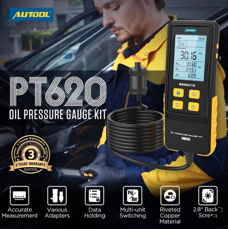 Manomètre d'huile moteur AUTOOL PT620 0-426 PSI, Autos : Divers, Outils de voiture, Neuf, Enlèvement ou Envoi