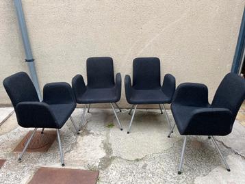 Design stoelen ( set van 4 stuks) - zwarte stof beschikbaar voor biedingen