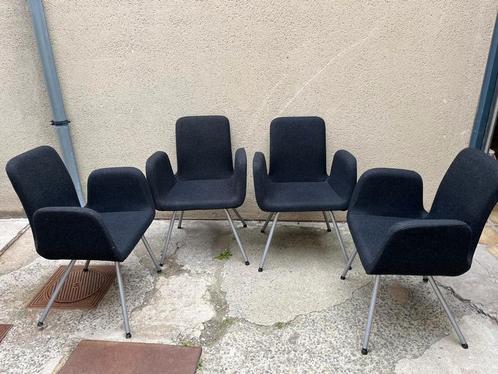 Design stoelen ( set van 4 stuks) - zwarte stof, Huis en Inrichting, Stoelen, Zo goed als nieuw, Stof, Ophalen of Verzenden