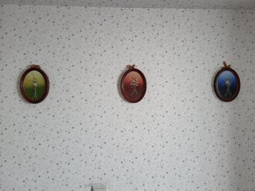 Set van 3 bloemenschilderijtjes Magda Verschaeve beschikbaar voor biedingen