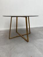 Table ronde dorée avec plateau en verre, Maison & Meubles, Enlèvement, Rond