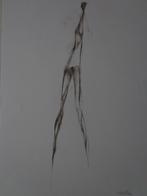 tekening Rudi Pillen langgerekt vrouwelijk naakt, Antiek en Kunst, Ophalen of Verzenden