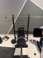 Fitness bench met 50kg barbell/dumbell set, Sport en Fitness, Fitnessmaterialen, Ophalen, Zo goed als nieuw, Benen