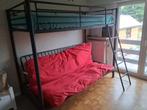 Zwarte hoogslaper met uitklapbaar dubbel bed, Huis en Inrichting, Ophalen, Gebruikt, Hoogslaper