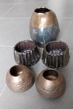 Vaasjes, keramiek, brons, 5 stuks, Ophalen, Zo goed als nieuw, Aardewerk of Porselein